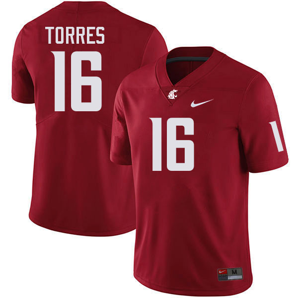 Men #16 Ethan Torres Washington State Cougars College Football Jerseys Stitched-Crimson
